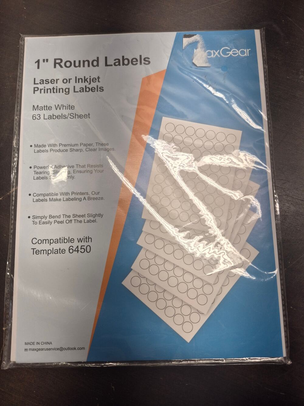1890 MaxGear 1" Round Personalize Sticker Labels Inkjet/Laser Printer White s18
